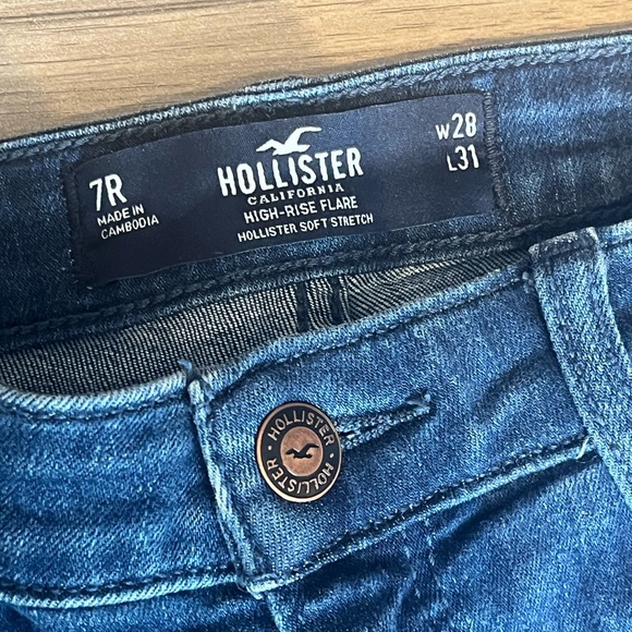Dark Blue Denim Flared Denim Jeans - Picture 4 of 5